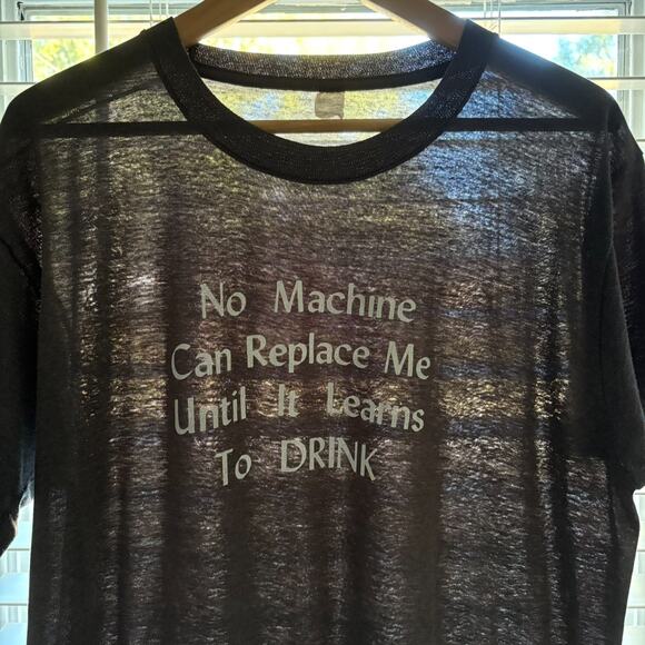 Vintage Paper Thin Burnout T-Shirt Men's Size L Black Gradient SUN FADED WIP - Picture 2 of 7